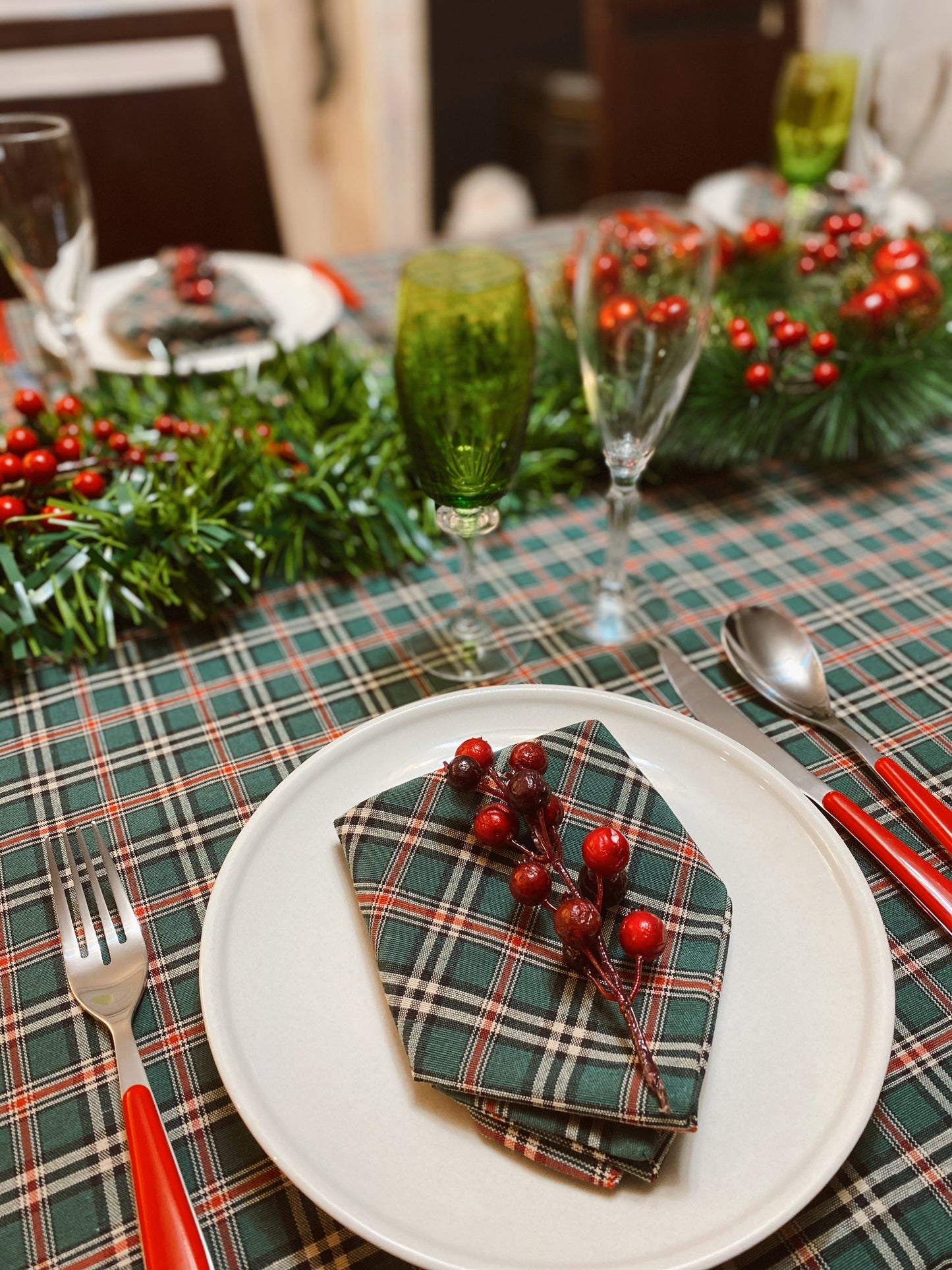 PACK SERVILLETAS TARTÁN VERDE