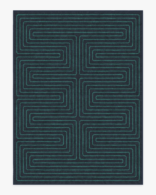 Jonathan Adler Labyrinth Navy & Teal Tufted Rug