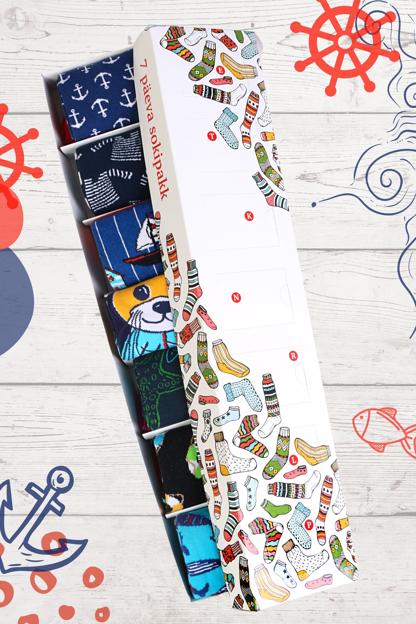 SEAMAN gift box with 7 sock pairs for every week d