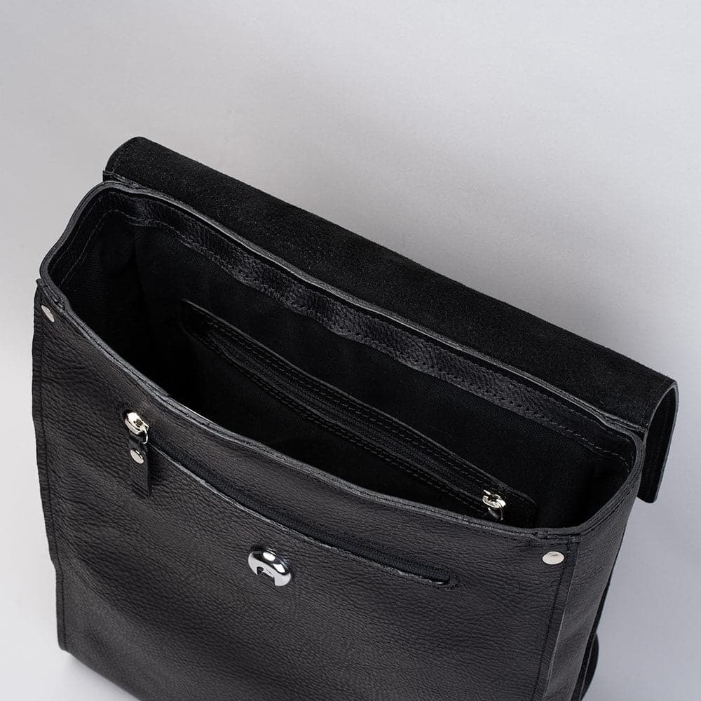 Leather laptop backpack - The Minimalist (Black)