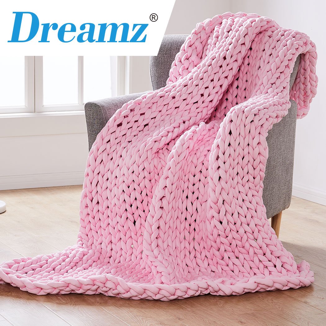 DreamZ Knitted Weighted Blanket Chunky Bulky Knit Throw Blanket 6.5KG