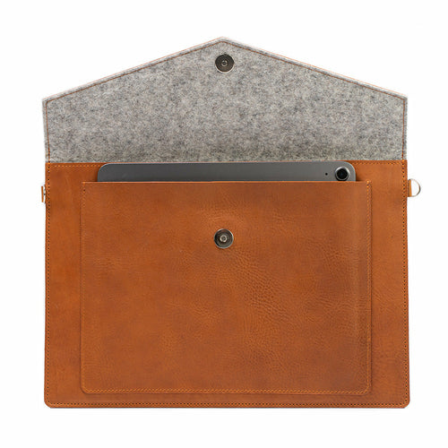 Leather Bag for MacBook with a pocket for iPad