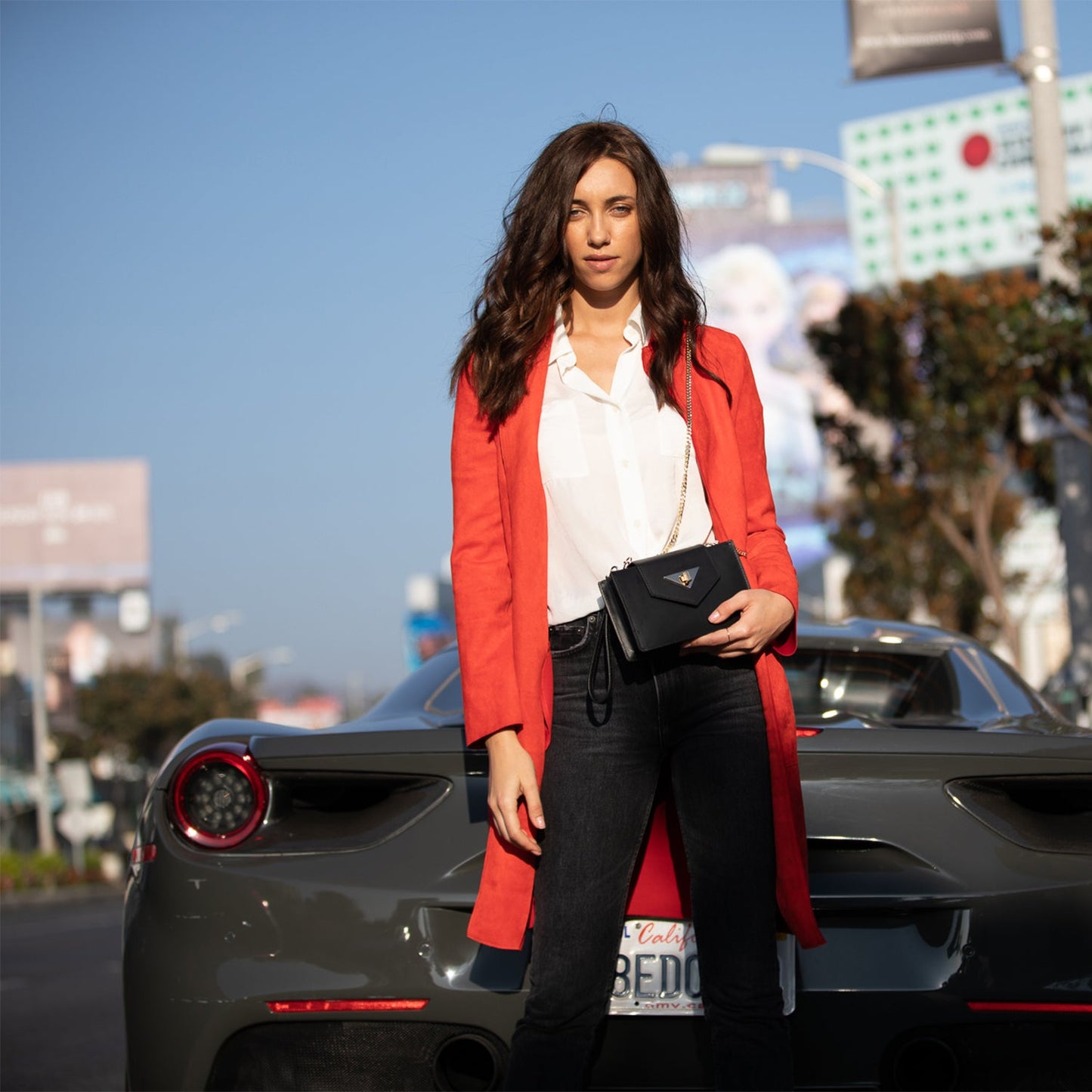 SUSU Mini Crossbody Bag Black Leather Purse Wristlet Women's Handbag