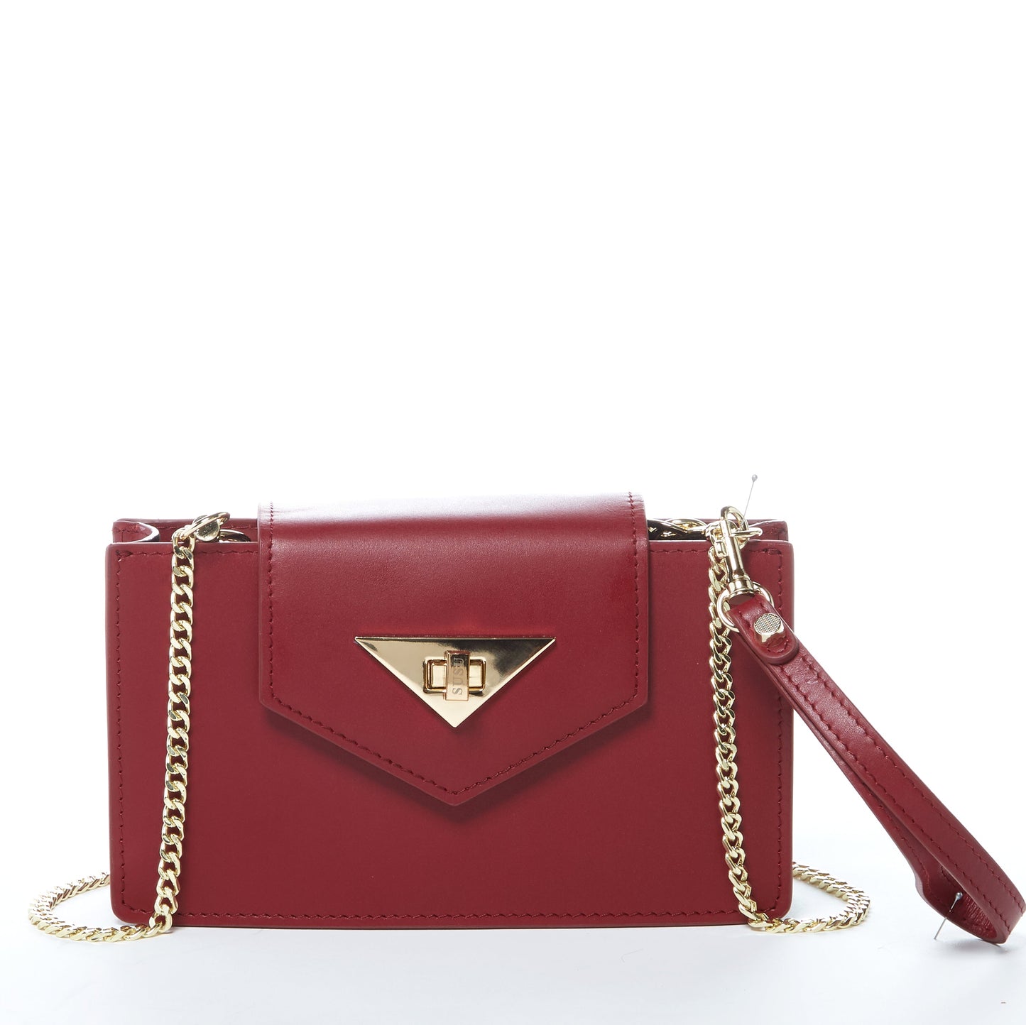 SUSU Mini Crossbody Bag Small Leather Burgundy Purse Wristlet Women's
