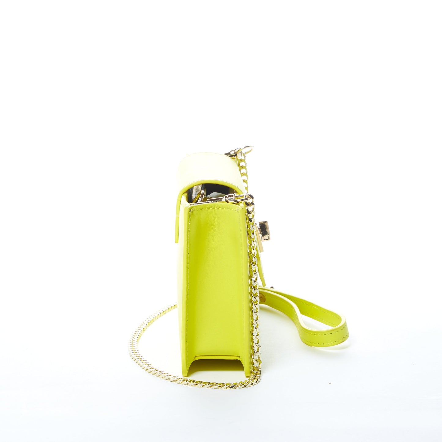 SUSU Bright Yellow Mini Crossbody Purse Chain Strap Leather Wristlet