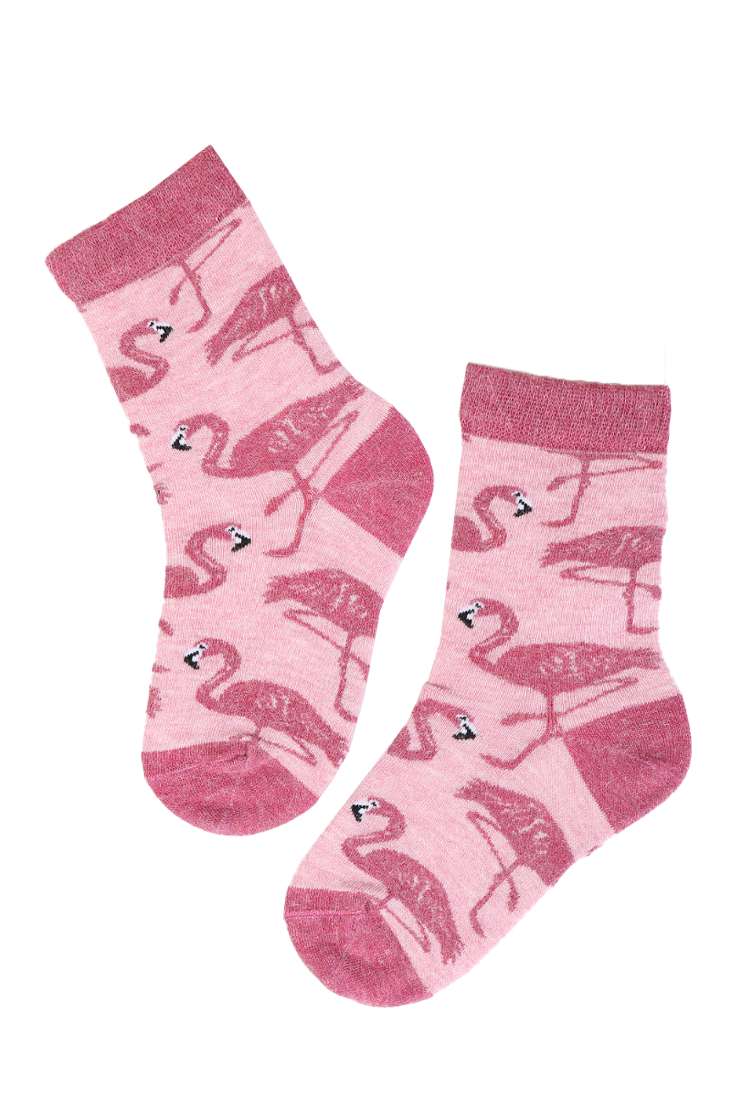 MIAMI angora wool socks with flamingos for kids