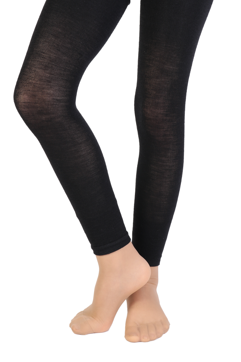 MILANA black merino wool leggings for kids