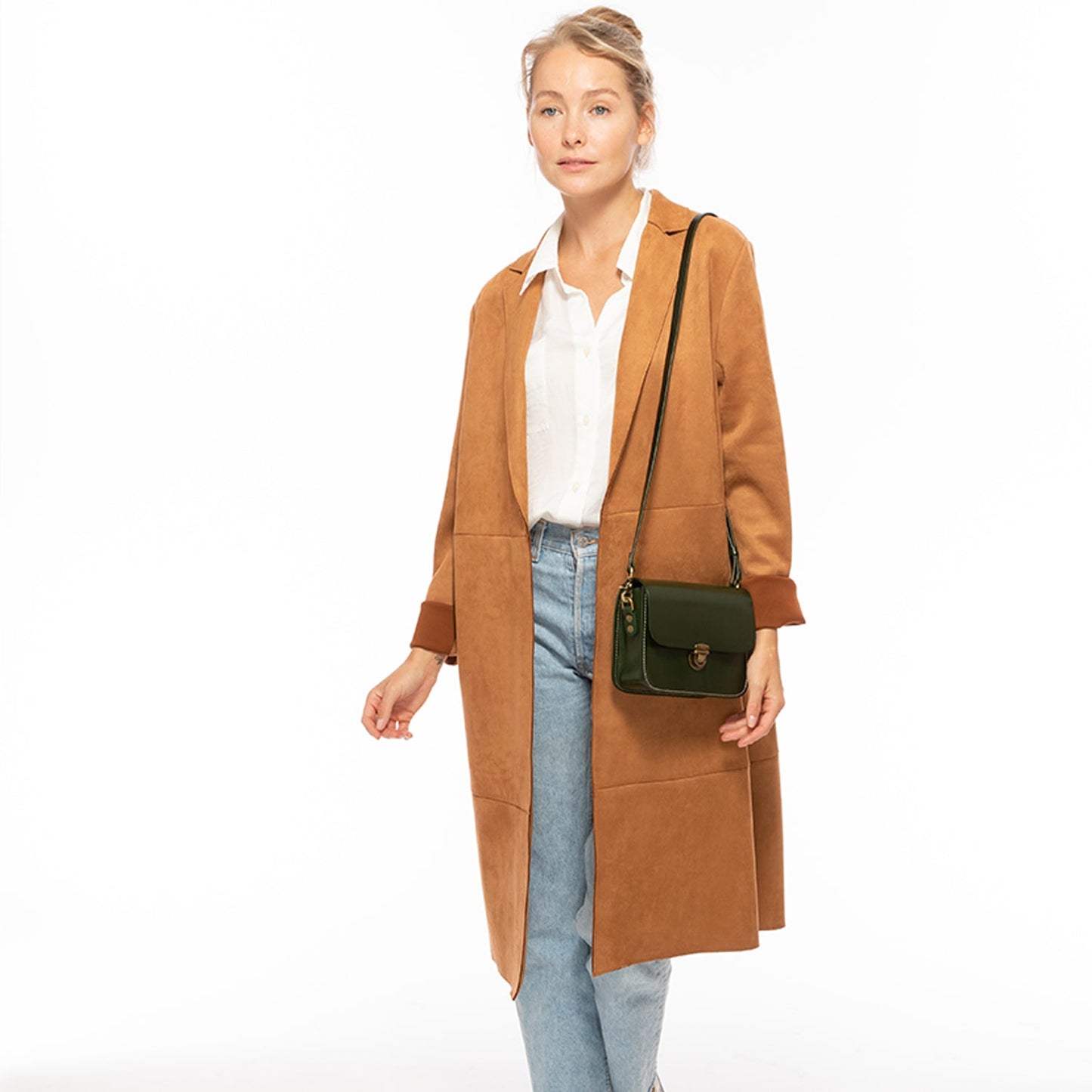 Nanah Dark Green Leather Crossbody Bag