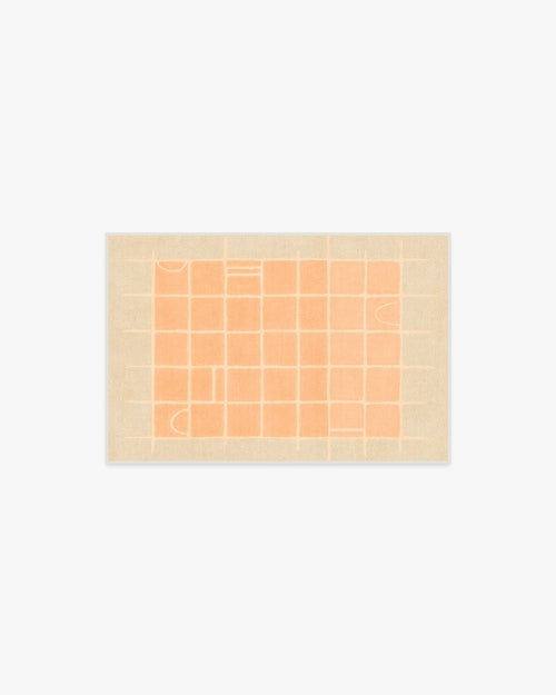 Pantone Peach Fuzz Neutral Grid Play Tufted Rug