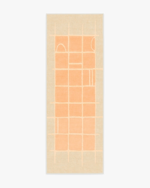 Pantone Peach Fuzz Neutral Grid Play Tufted Rug