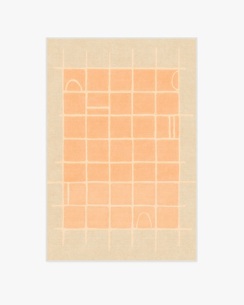 Pantone Peach Fuzz Neutral Grid Play Tufted Rug