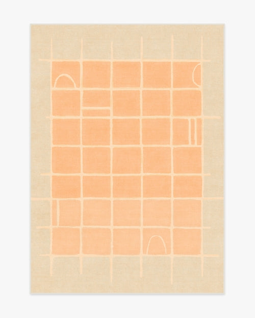 Pantone Peach Fuzz Neutral Grid Play Tufted Rug