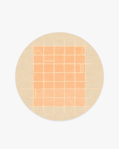 Pantone Peach Fuzz Neutral Grid Play Tufted Rug