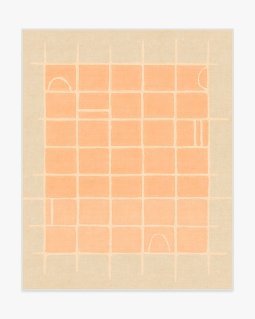 Pantone Peach Fuzz Neutral Grid Play Tufted Rug