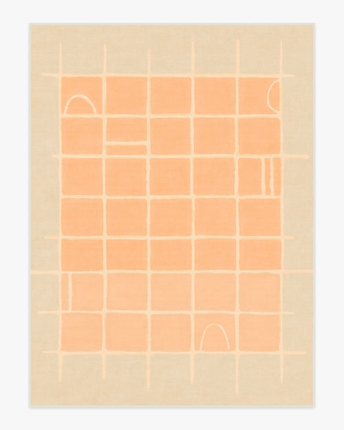 Pantone Peach Fuzz Neutral Grid Play Tufted Rug