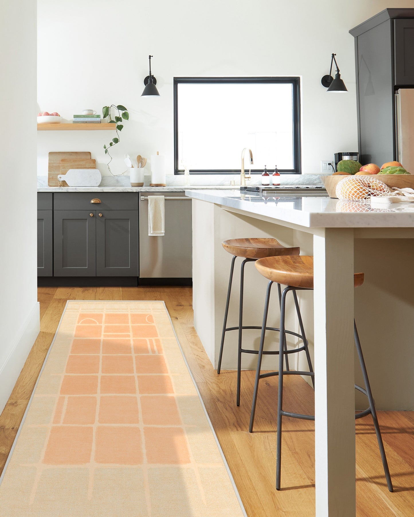 Pantone Peach Fuzz Neutral Grid Play Tufted Rug