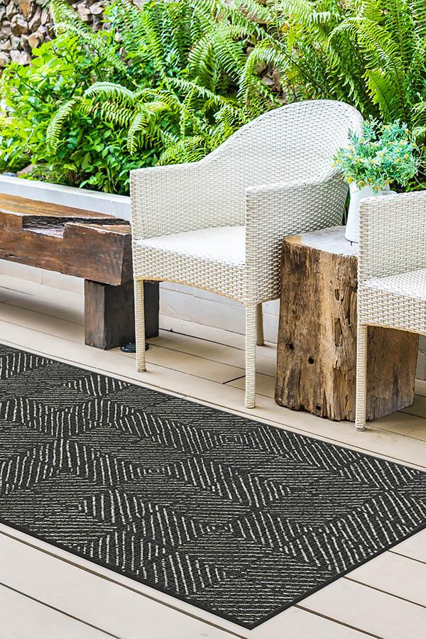 Outdoor Parquet Black Rug