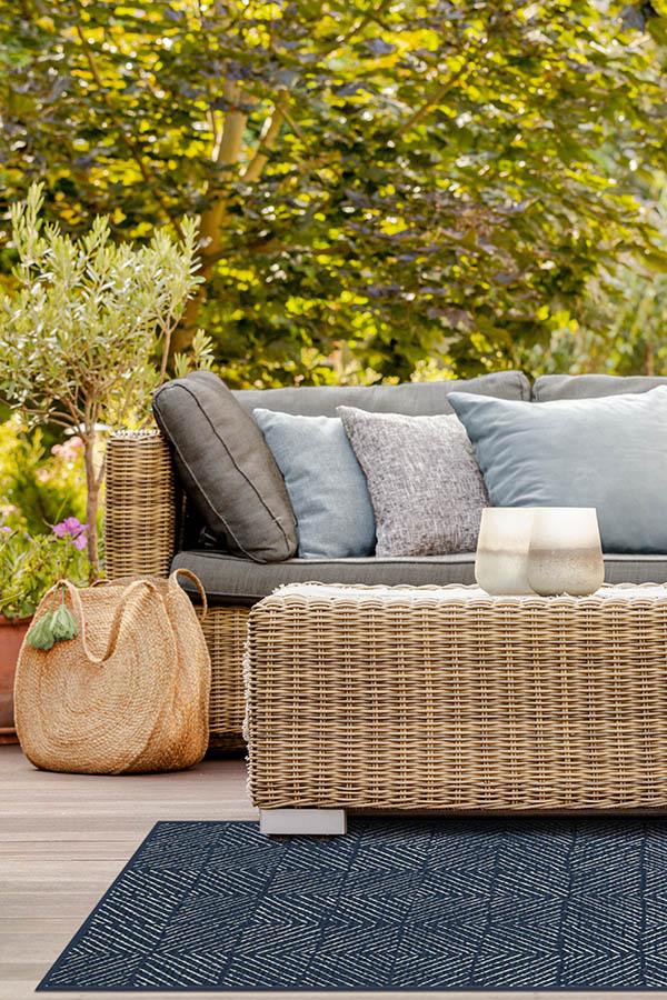 Outdoor Parquet Navy Rug