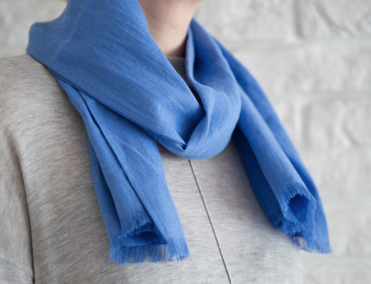 Cornflower Blue linen scarf