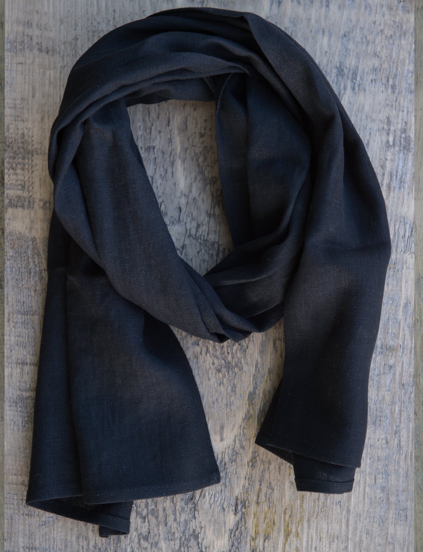 Black linen scarf