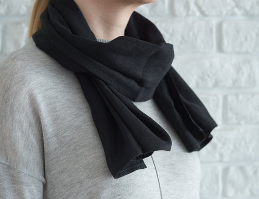 Black linen scarf