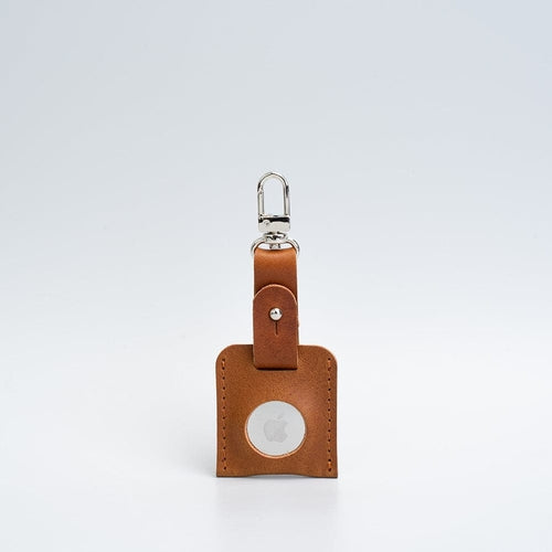 Leather AirTag bag charm with carabiner
