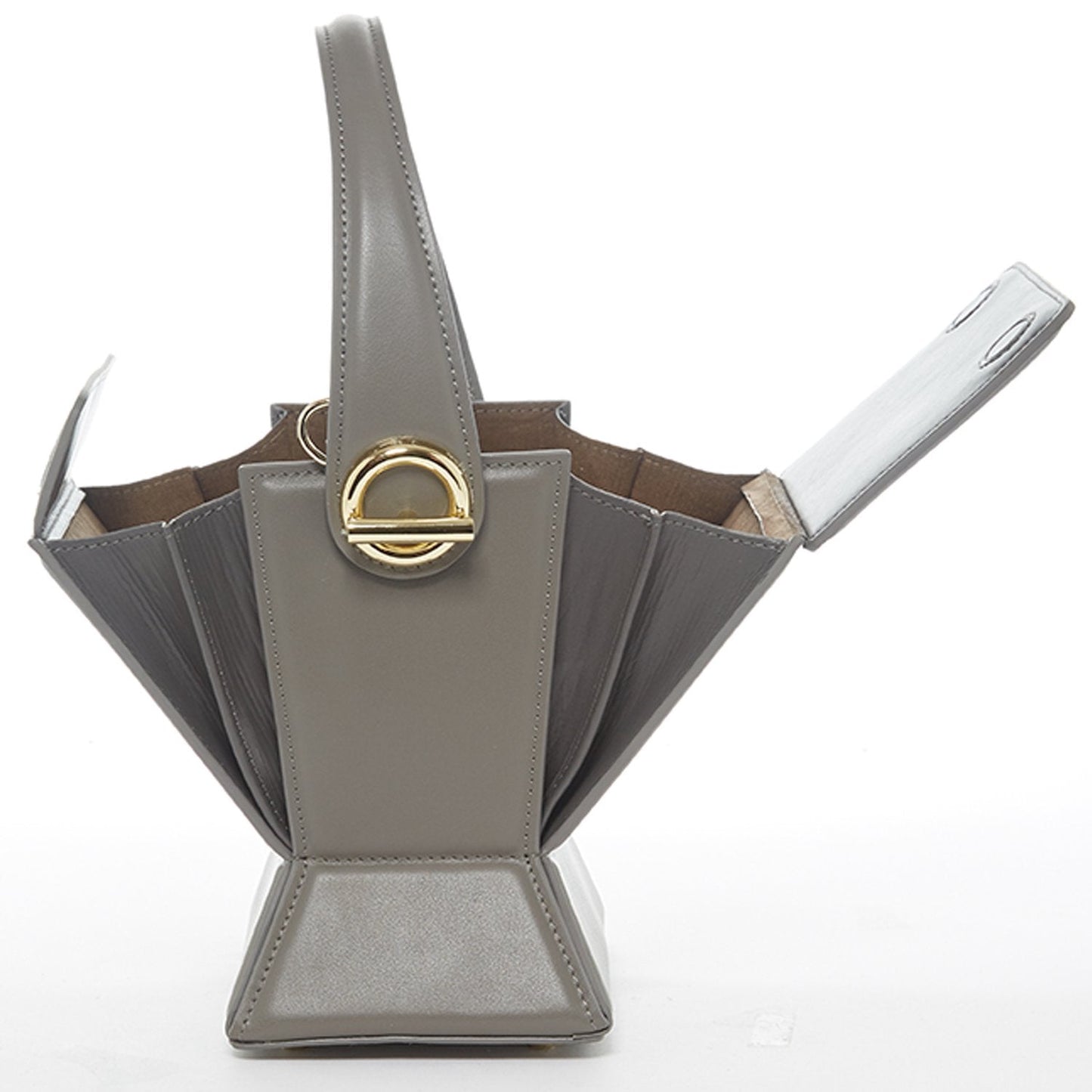 SUSU Grey Leather Bucket Bag Unique Leather Crossbody Purse Women's