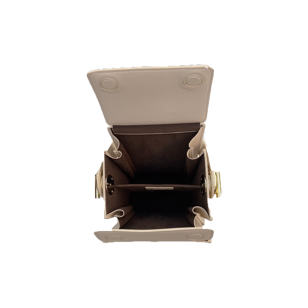 SUSU Cream Leather Bucket Bag Off White Unique Leather Crossbody Purse