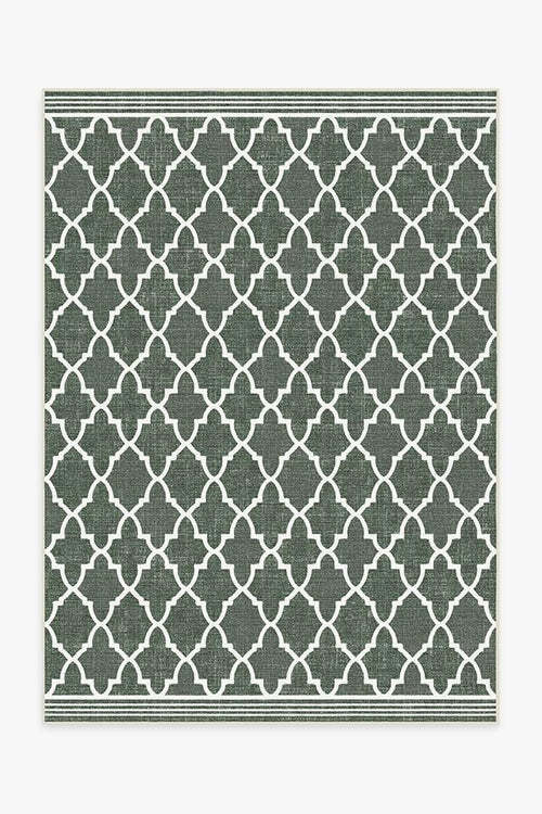 Outdoor Varia Trellis Forest Green Rug