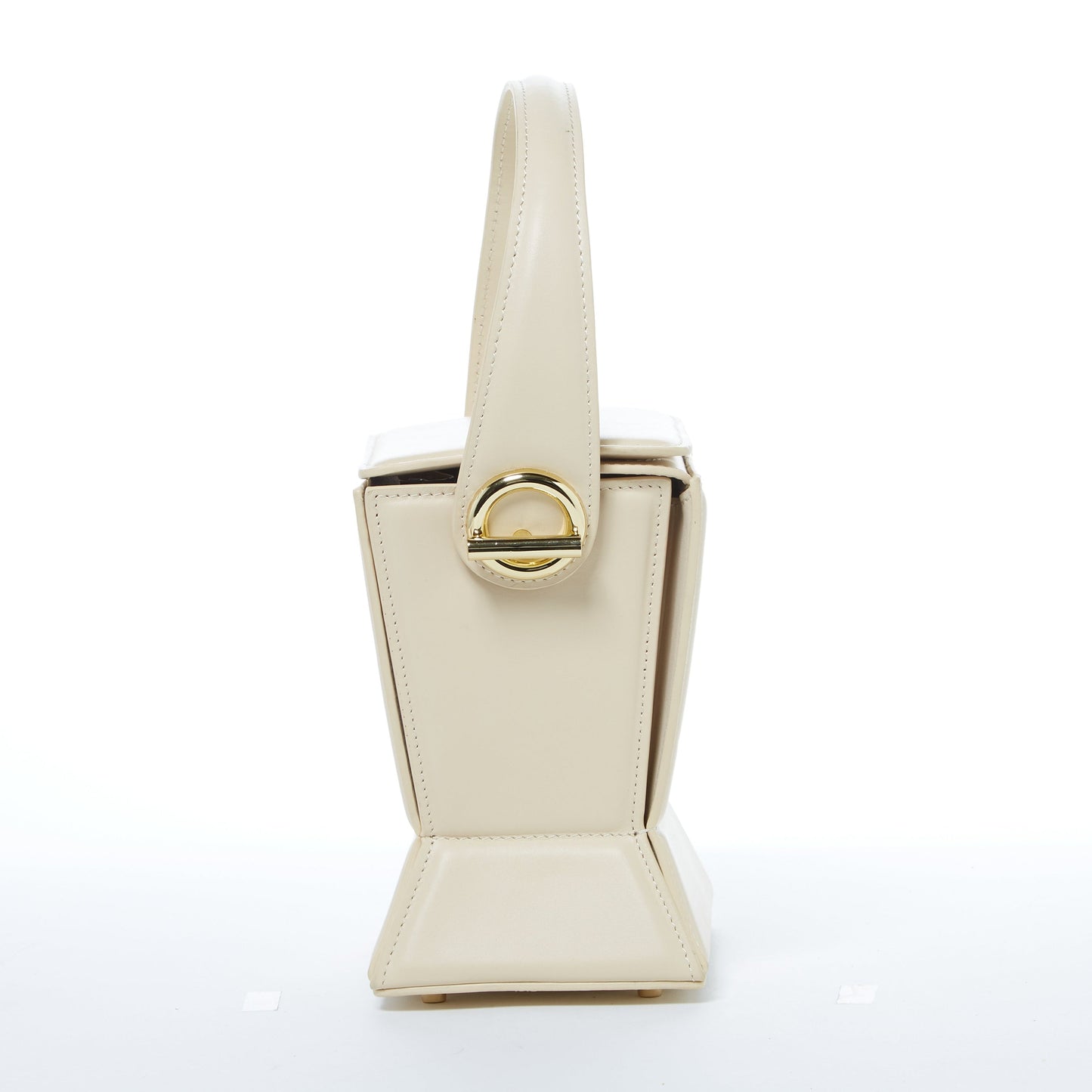 SUSU Cream Leather Bucket Bag Off White Unique Leather Crossbody Purse