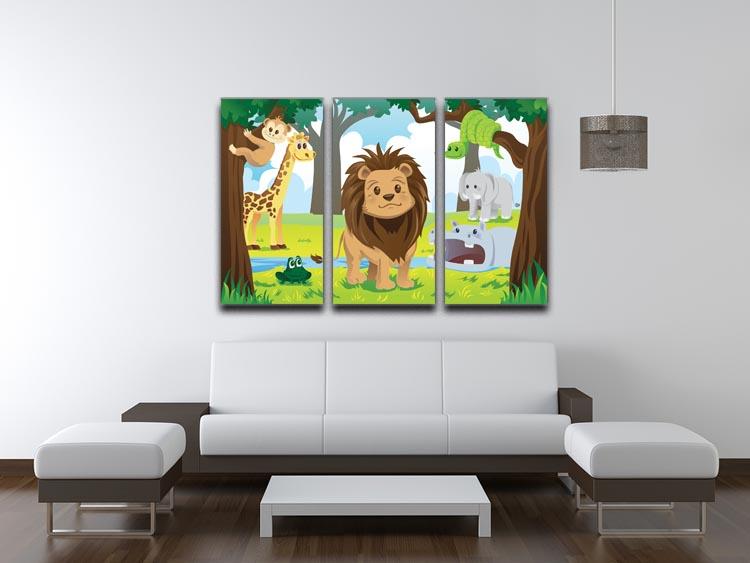 wild jungle animals in the animal kingdom 3 Split Panel Canvas Print
