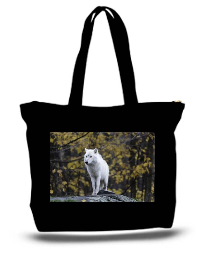 Lone White Wolf Large Tote Grocery & Stuff Bag