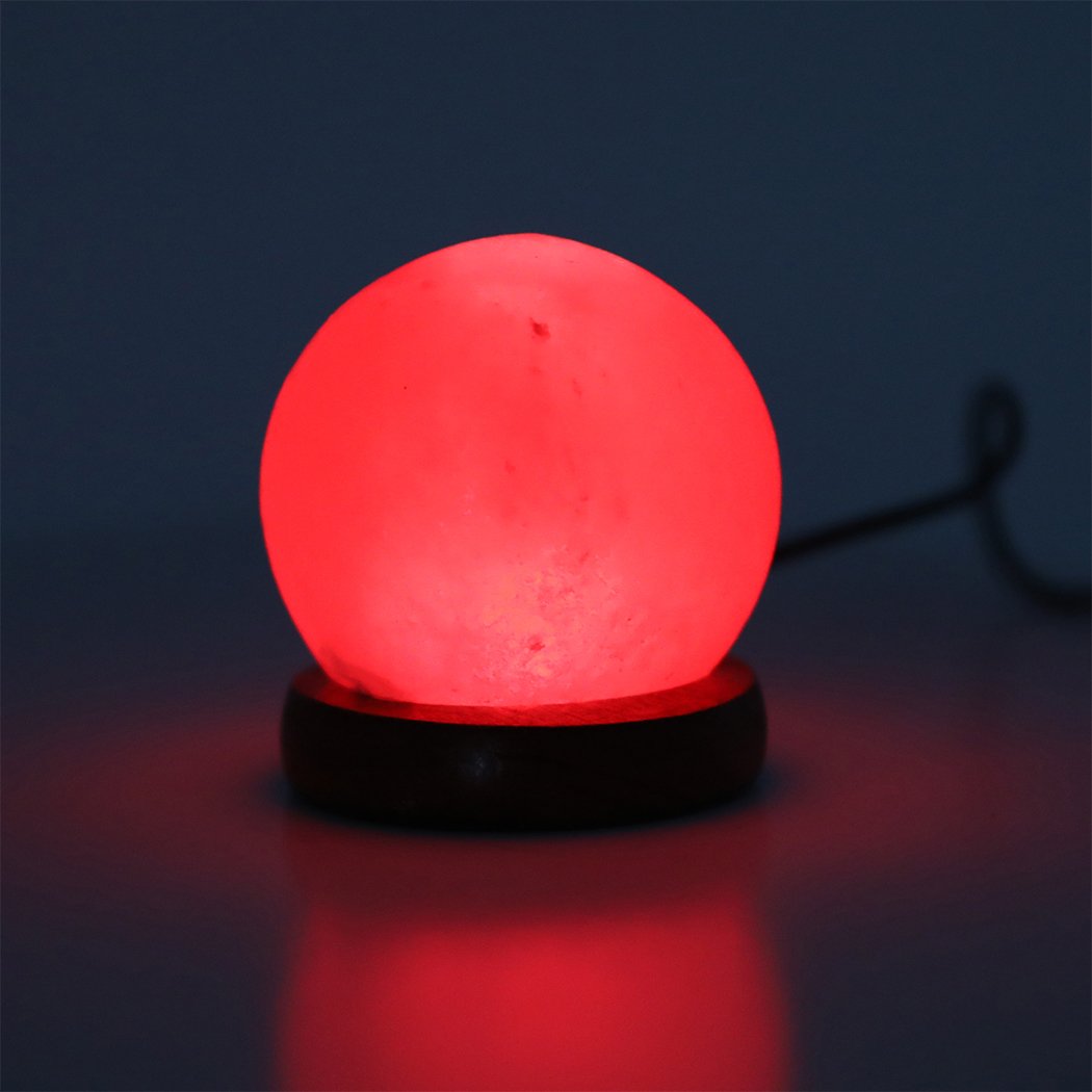 Himalayan Salt Lamp Globe USB Natural Crystal Rock Cord Night Light