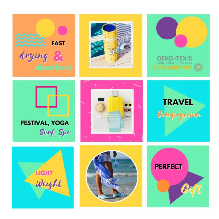 Tie Dye Convertible Towel Kimono with Recycled Gift Box, Blue, White