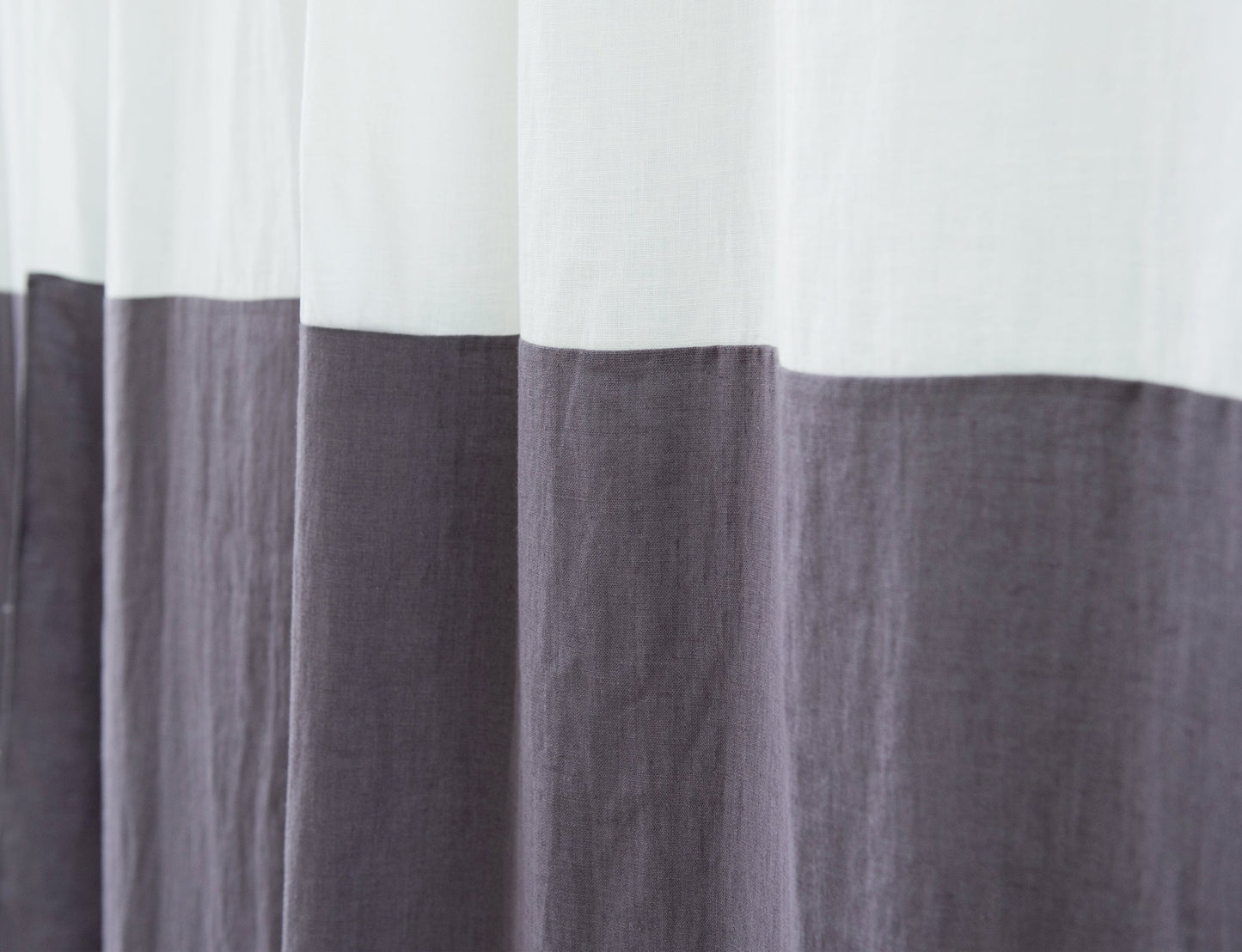 White and Natural Light linen curtains with tabs, two tones