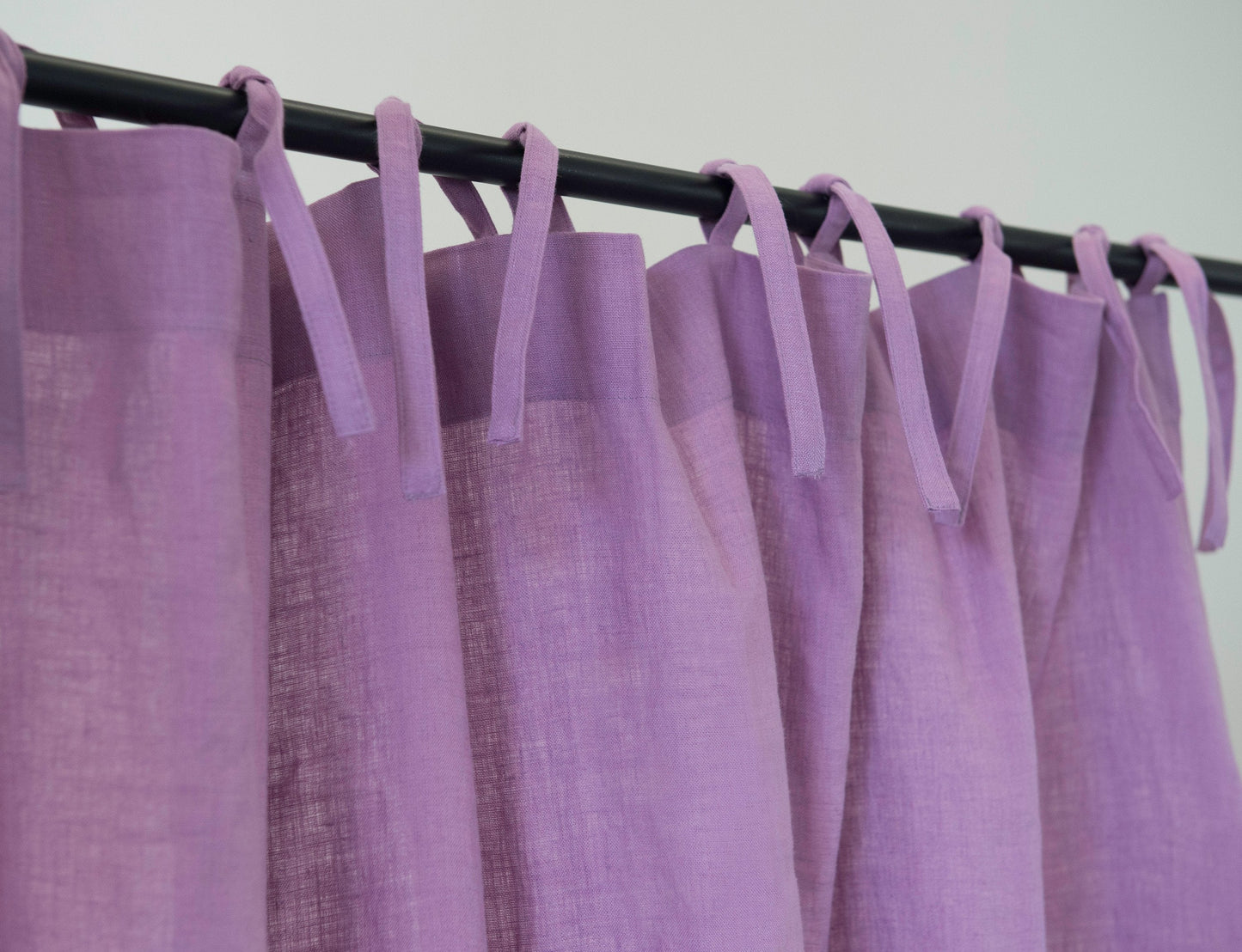 Natural linen curtain with tie top