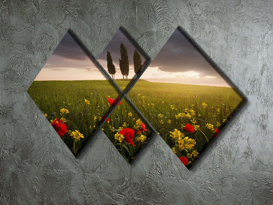 Blooming Tuscany 4 Square Multi Panel Canvas