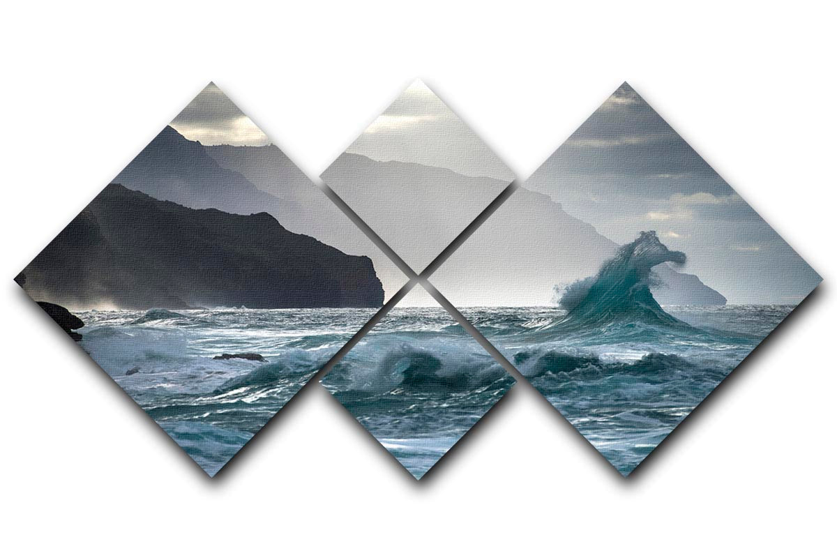 Coastal Waves 4 Square Multi Panel Canvas