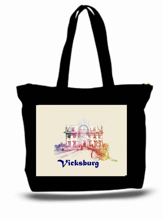City Of Vicksburg Civil War Era Art Tote Grocery Stuff Bag