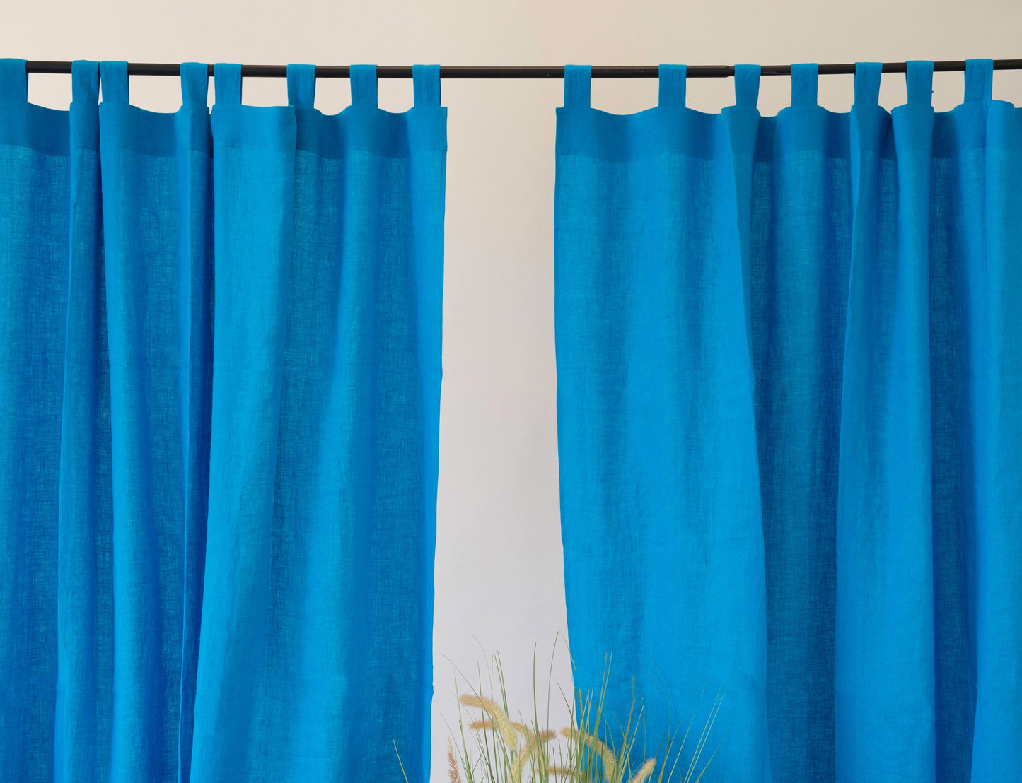 Sky Blue linen curtain with tabs