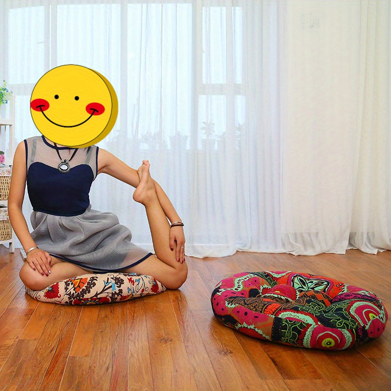 Boho Ethnic Yoga Cushion  Cotton Linen Floor Pillow
