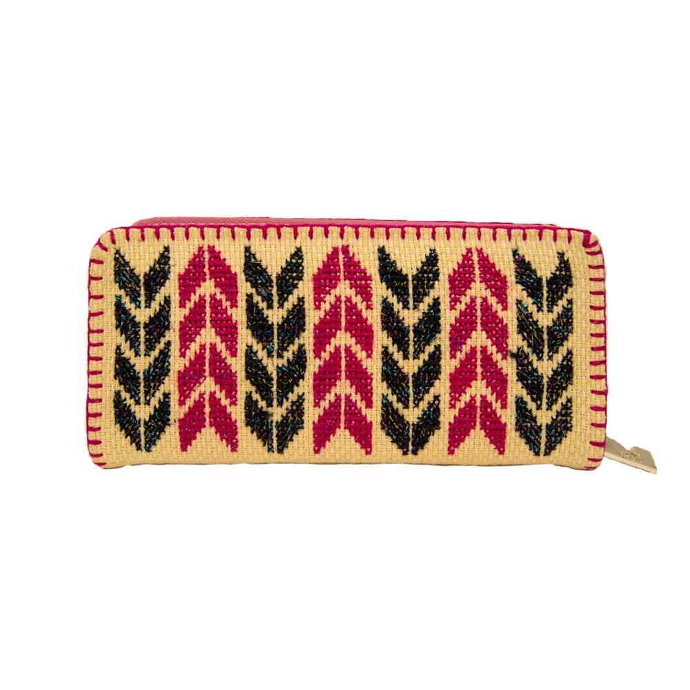 Handcrafted, Geometric Pattern Wallet With Arrows.