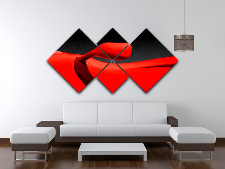 Red Car 4 Square Multi Panel Canvas