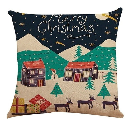 1PC 45x45cm Christmas Pillow Cover Soft Linen