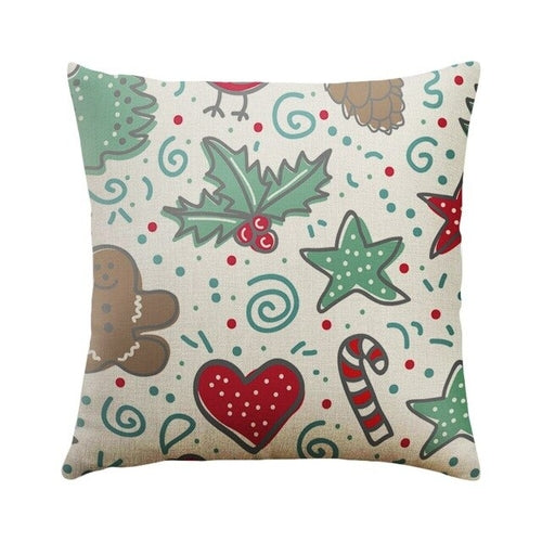 1PC 45x45cm Christmas Pillow Cover Soft Linen