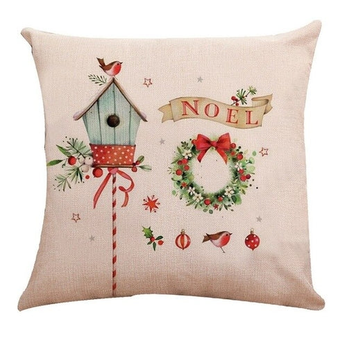 1PC 45x45cm Christmas Pillow Cover Soft Linen