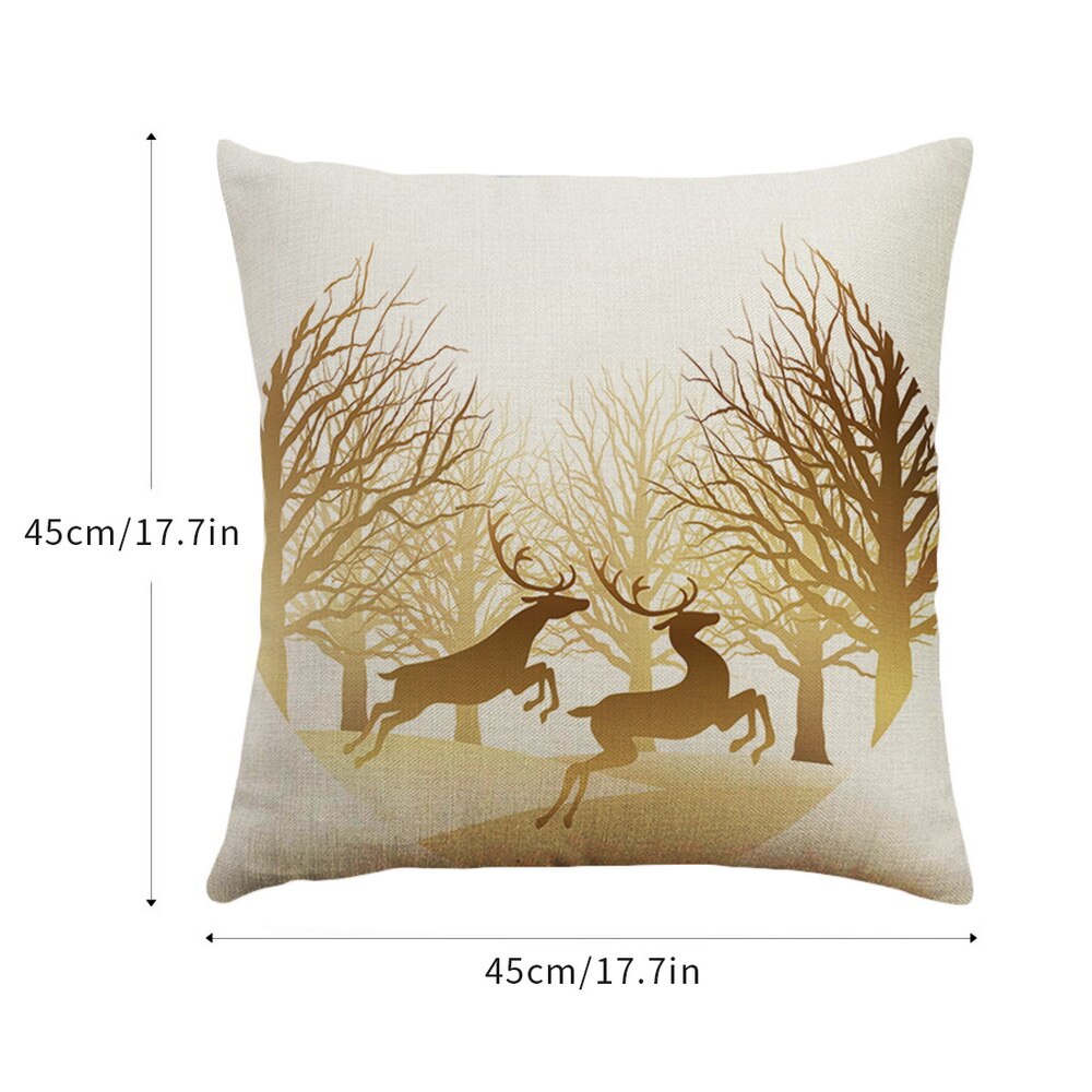 1PC 45x45cm Christmas Pillow Cover Soft Linen