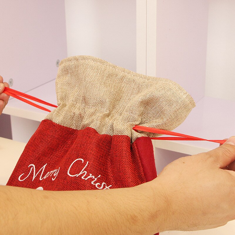 1PC Christmas Santa Candy Gift Bag Knit Fabric