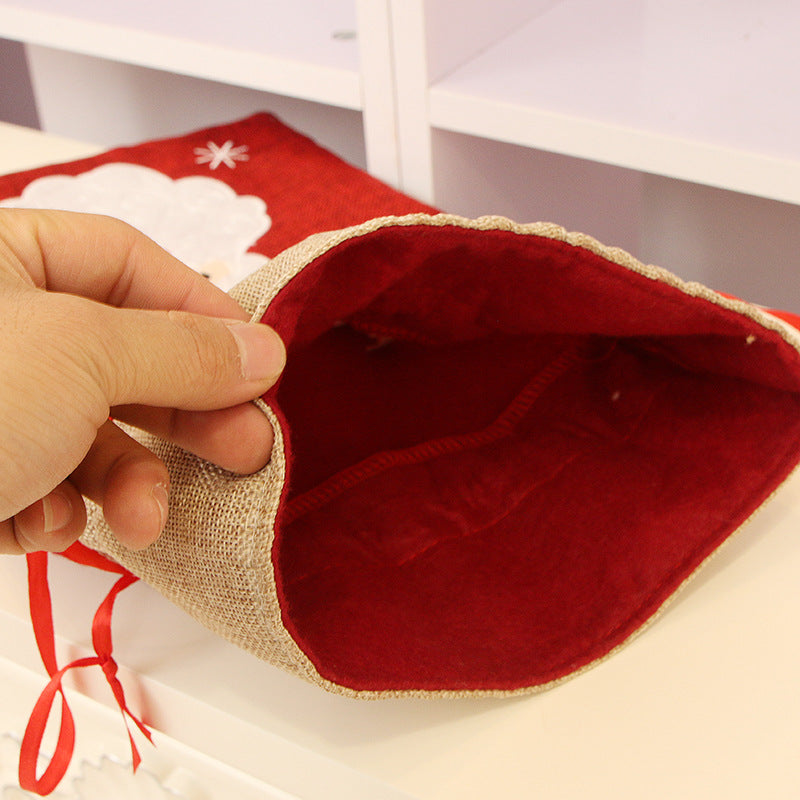 1PC Christmas Santa Candy Gift Bag Knit Fabric