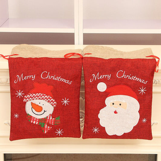 1PC Christmas Santa Candy Gift Bag Knit Fabric